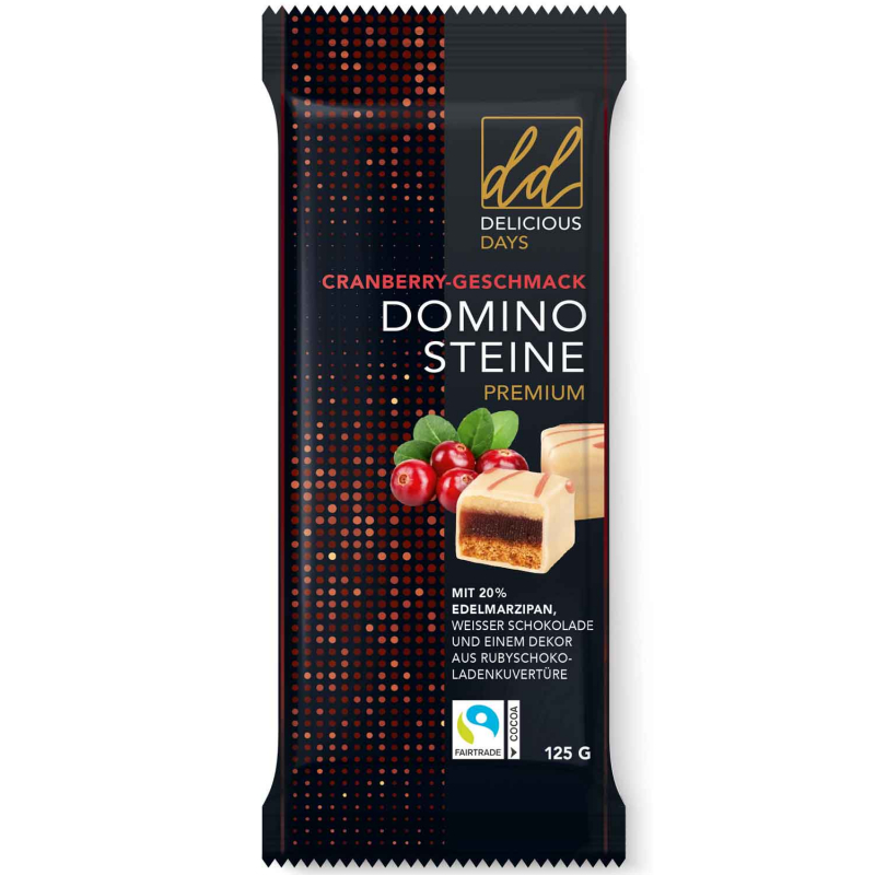  Schulte Premium Dominosteine Cranberry Weiße Schokolade 125g 