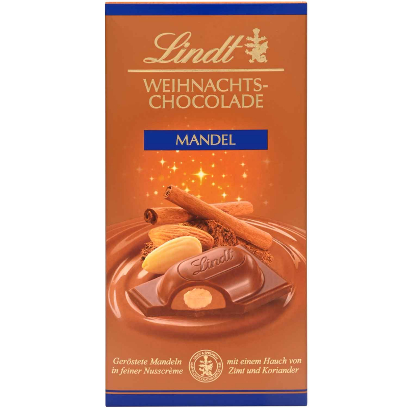  Lindt Weihnachts-Chocolade Mandel Tafel 100g 