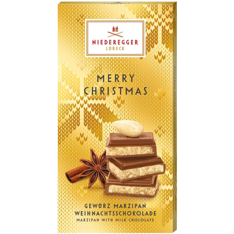  Niederegger Merry Christmas Weihnachtsschokolade Gewürz Marzipan 110g 