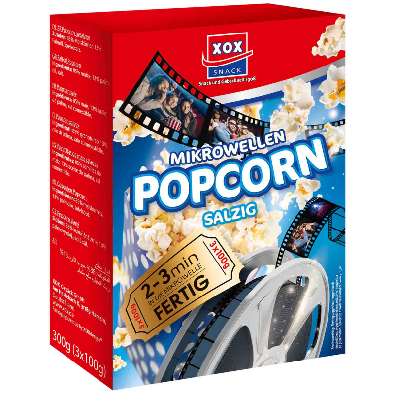  XOX Mikrowellen Popcorn salzig 3x100g 