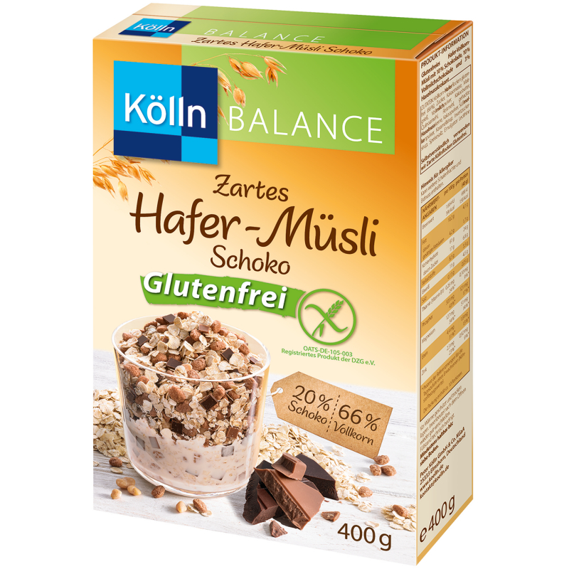  Kölln Balance Zartes Hafer-Müsli Schoko Glutenfrei 400g 