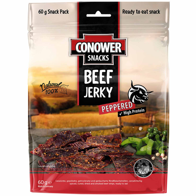  Conower Snacks Beef Jerky Peppered 60g 