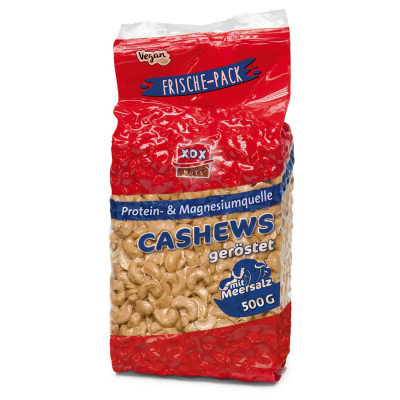  XOX Cashews geröstet mit Meersalz 500g 