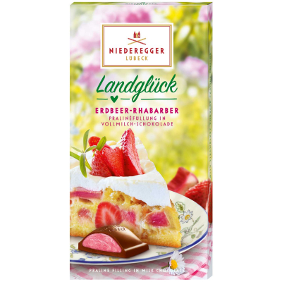  Niederegger Landglück Praliné Tafel Erdbeer-Rhabarber 100g 