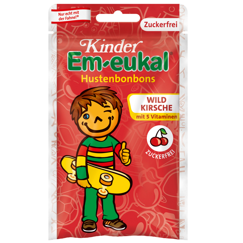  Kinder Em-eukal Hustenbonbons Wildkirsche zuckerfrei 75g 