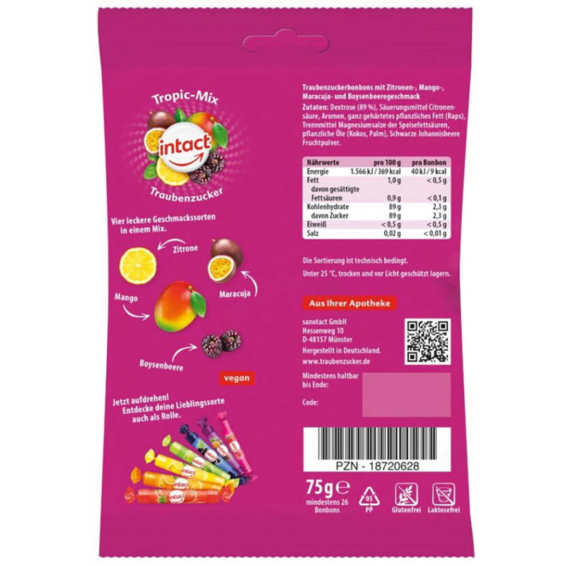  intact Traubenzucker Tropic-Mix 75g 