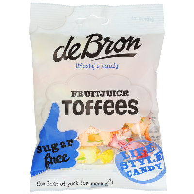  de Bron Fruitjuice Toffees sugarfree 90g 