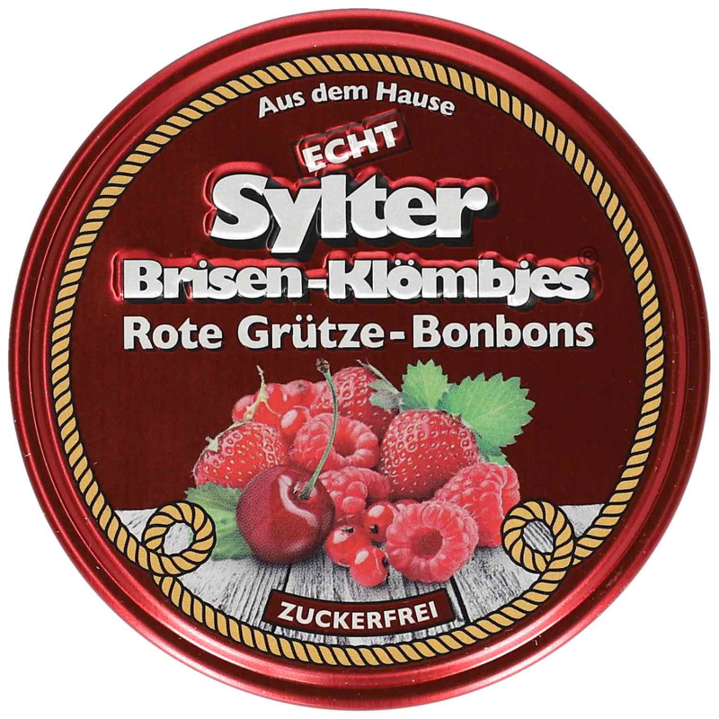  Echt Sylter Brisen-Klömbjes Rote Grütze-Bonbons zuckerfrei 70g 