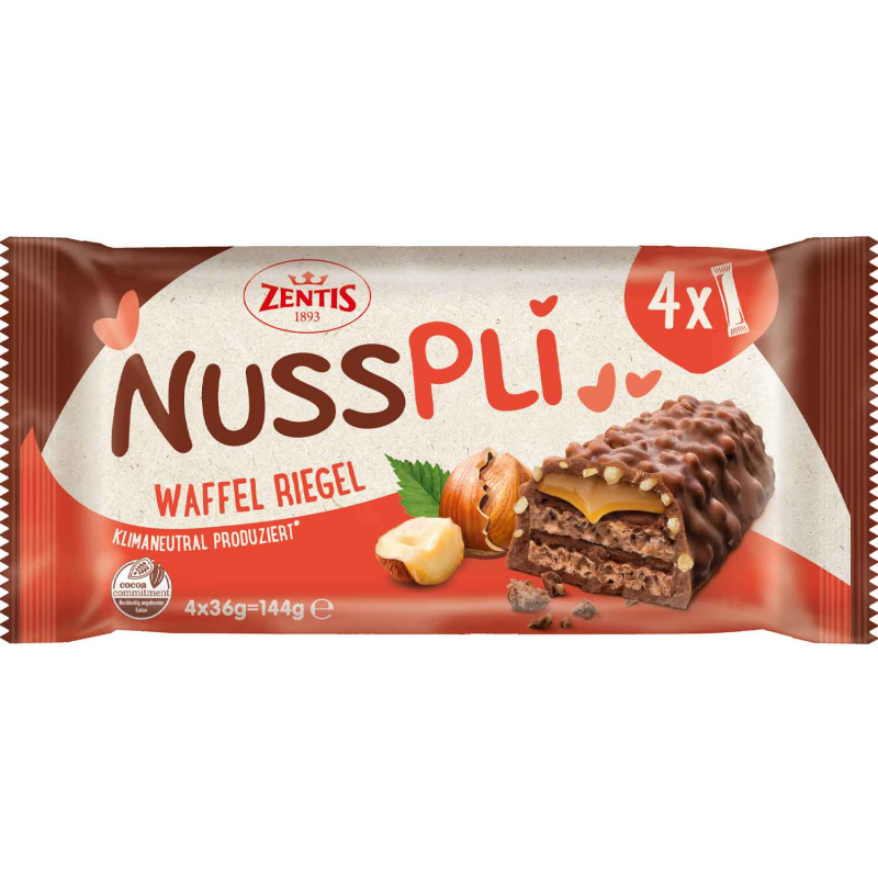  Zentis Nusspli Waffel Riegel 4x36g 