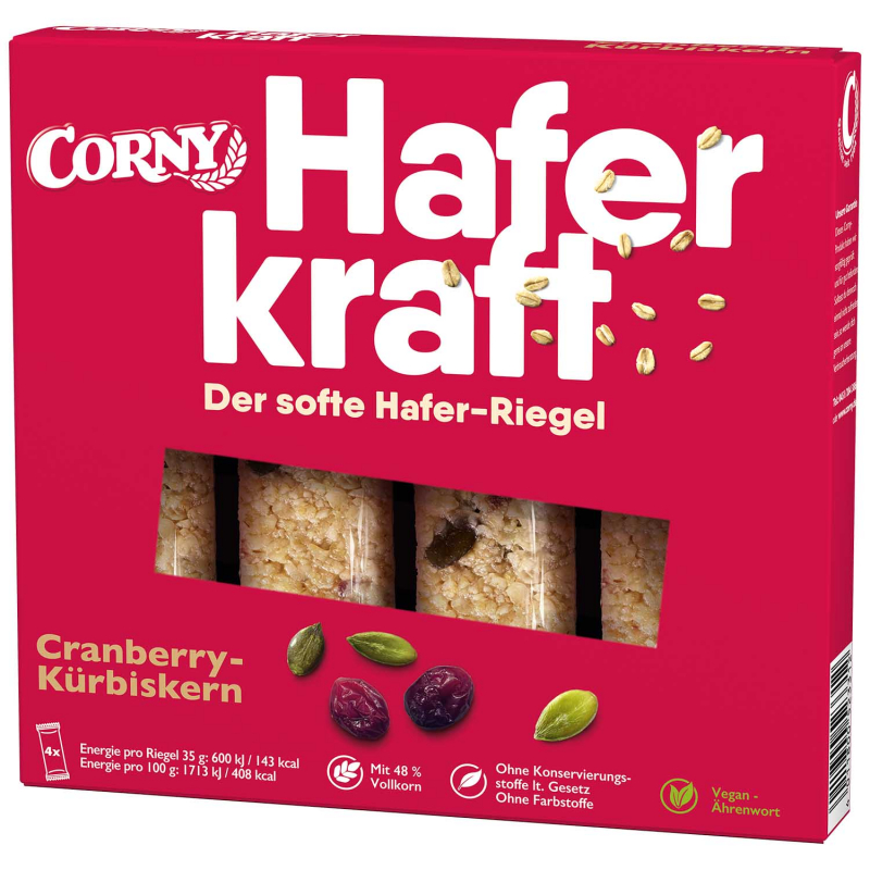  Corny Haferkraft Cranberry-Kürbiskern 4x35g 